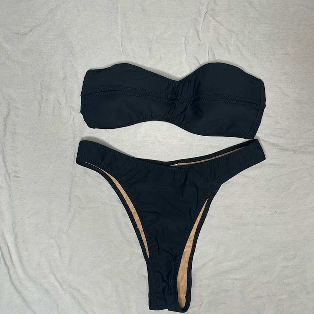 Classic Black Bandeau Bikini Set - Women Swim Bikinis